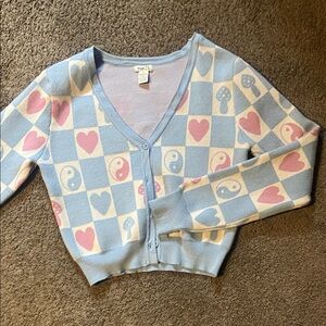Rue21 Blue and Pink Checkered Cardigan